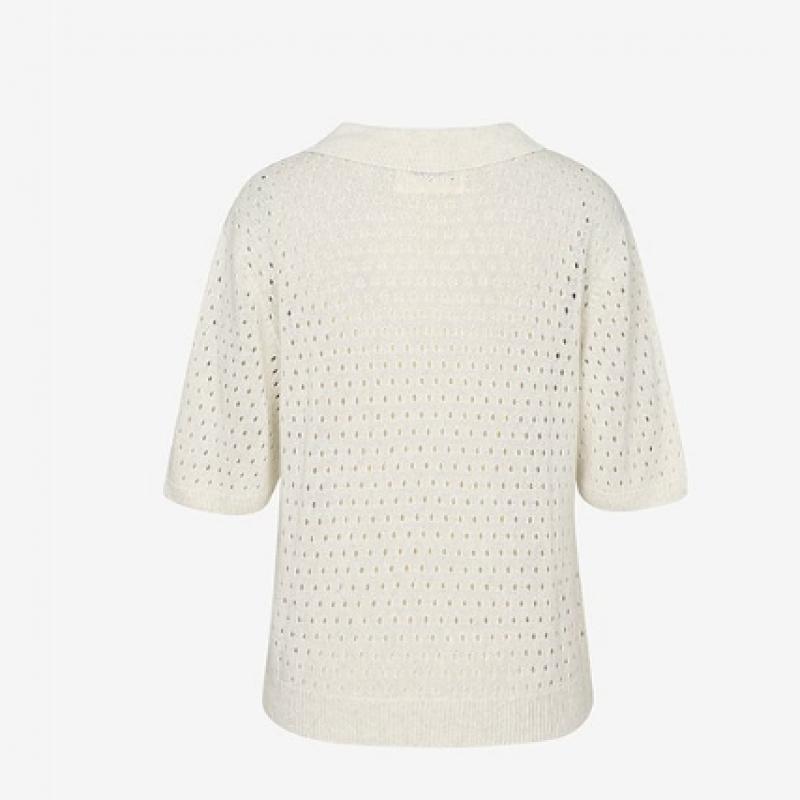 Sekanskeen Linen Mesh Collar Top Aewst5100