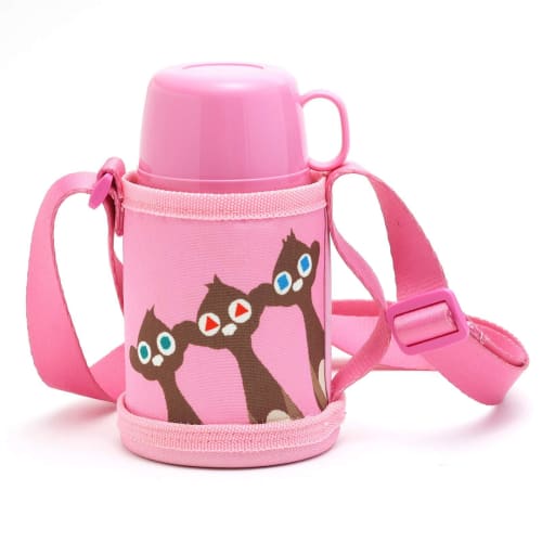 Miyoshi Seisakusho 2-Way Stainless Steel Kids Bottle, 350ml, Meerkat, One Zoo, 1802-0003