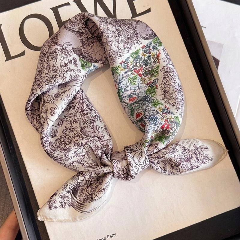British style spring autumn winter men's and women's silk small square scarf plaid brown small silk scarf mulberry silk scarf