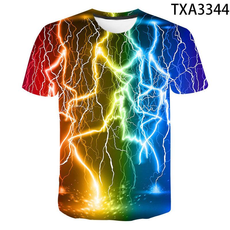 Fashion Summer Thunderbolt T Shirt Men Women Children Lightning Flash 3D Print T-shirt Boy Girl Kids Short Slevee Tops Cool Tee
