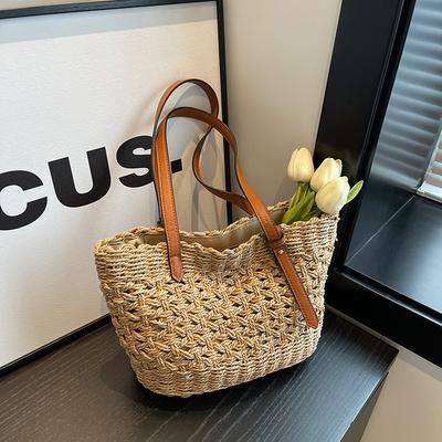 Pastorale Tasche mit großem Fassungsvermögen Damen Trend einfache gewebte Tragetasche Kleine frische Umhängetasche Modische Achseltasche