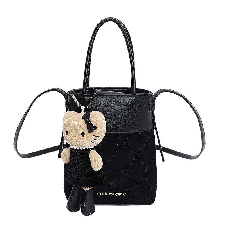 

Rhombus handbag versatile bucket bag women s 2025 autumn and winter new high-end shoulder bag commuter messenger bag no pendant