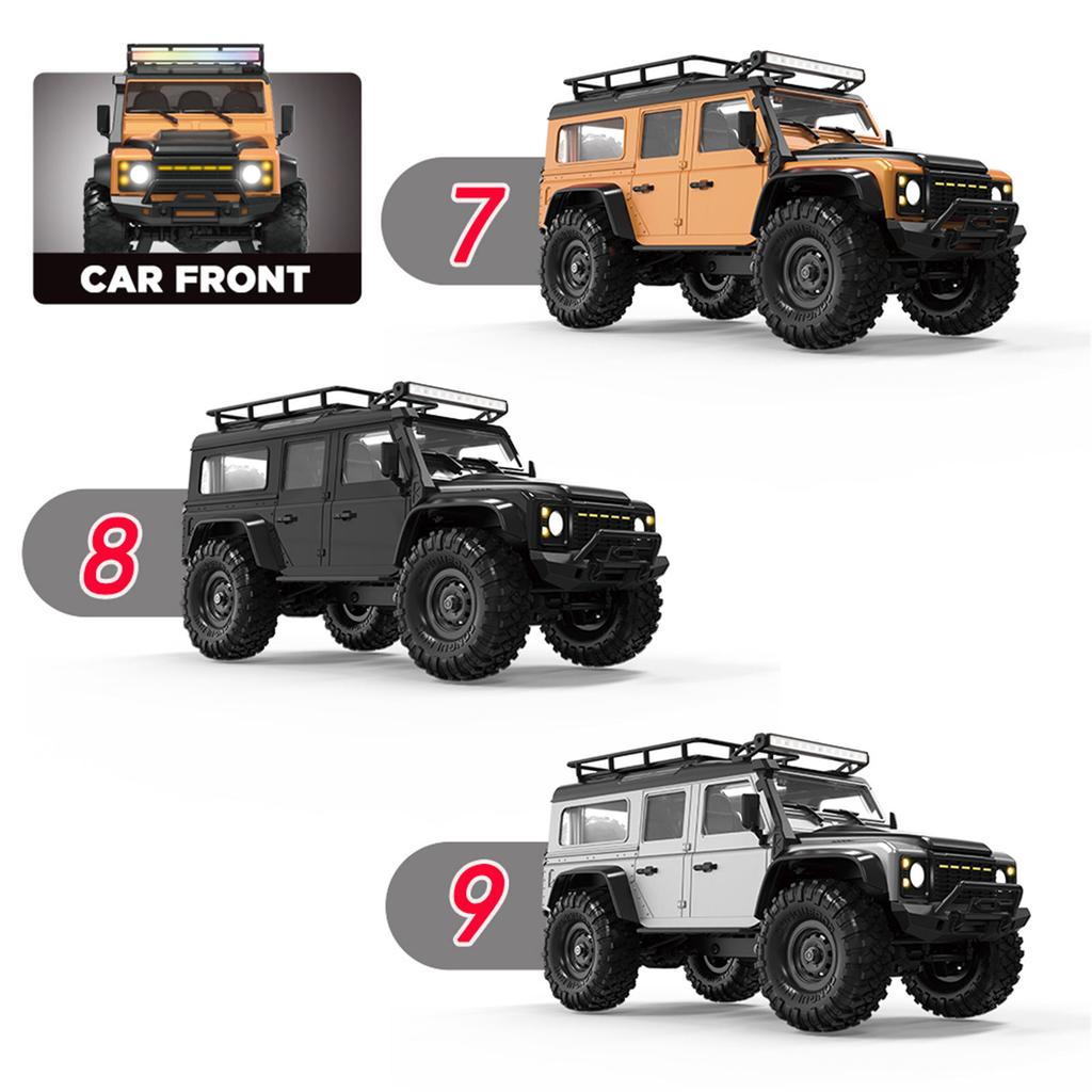 1/16 Remote Control Crawler Truck Toy 4WD All Terrain Waterproof Wireless Control Climbing Car Toy with LED Roof Light