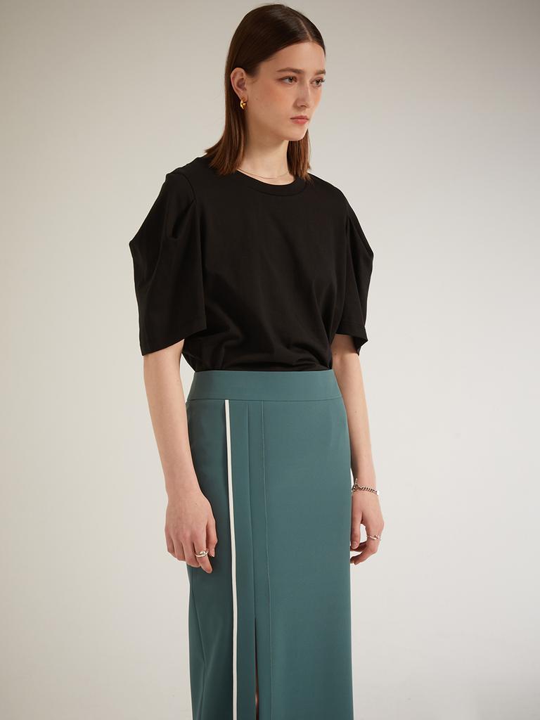 Leuiel Midi Slit Skirt_Green