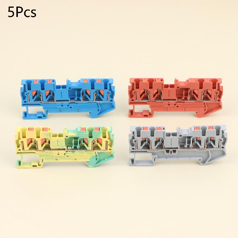 5Pcs Pt2.5 Quattro Push-In Termin Spring Plug Cable Screwless Electrical Connector Two-In, Two-Out Quick-Connect Terminal Block