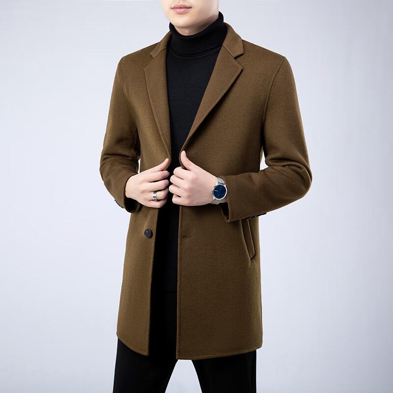 Firstview Men's Mid-Length Double-Faced Wool Overcoat FV24D1121