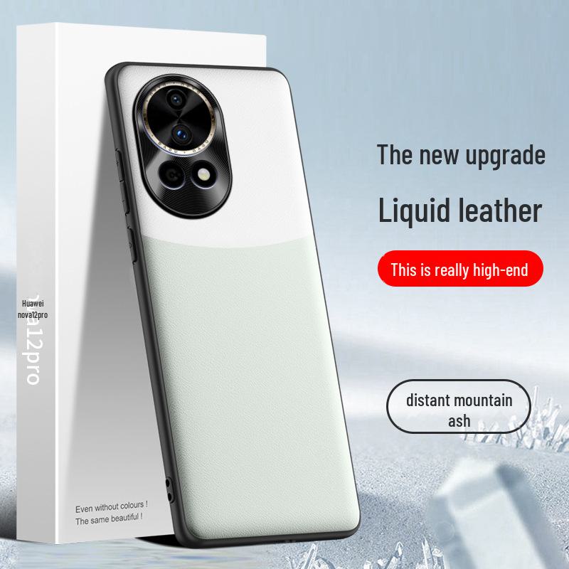 Liquid Leather Protective Cover for Huawei Nova 12 Pro, Anti-fall Design, Durable and Sleek.