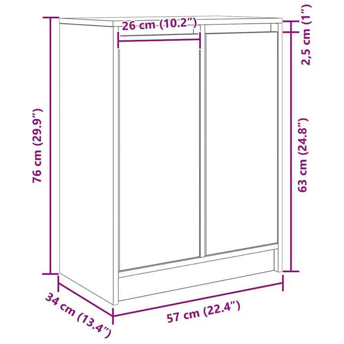 VidaXL Buffet sonoma gris 57x34x76 cm bois d'ingénierie, meuble de rangement, meuble de rangement de cuisine, meuble de 861621