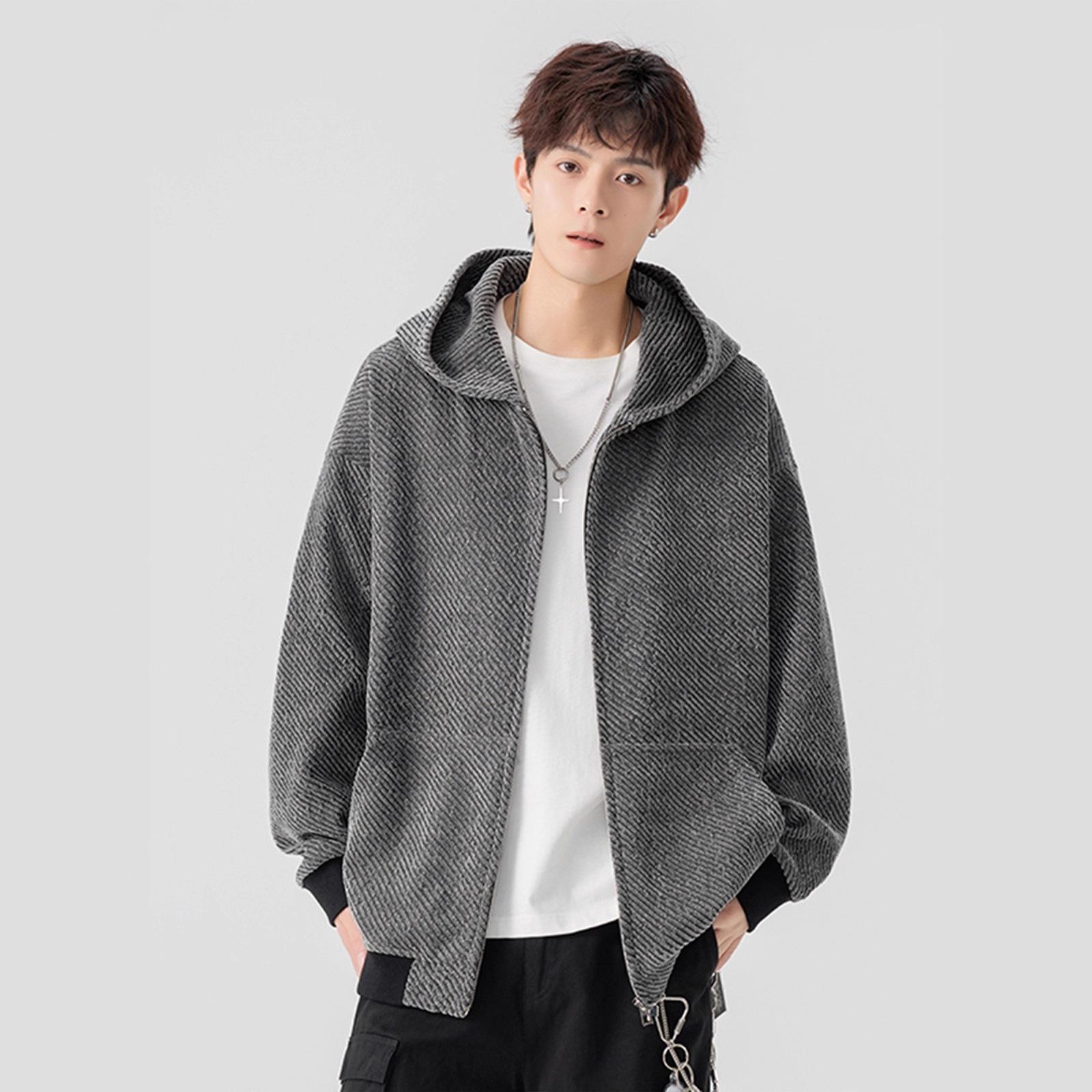 

Куртки с капюшоном для мужчин и женщин, осенние ретро толстовки для пар, топы в стиле хай-стрит XXXL серый