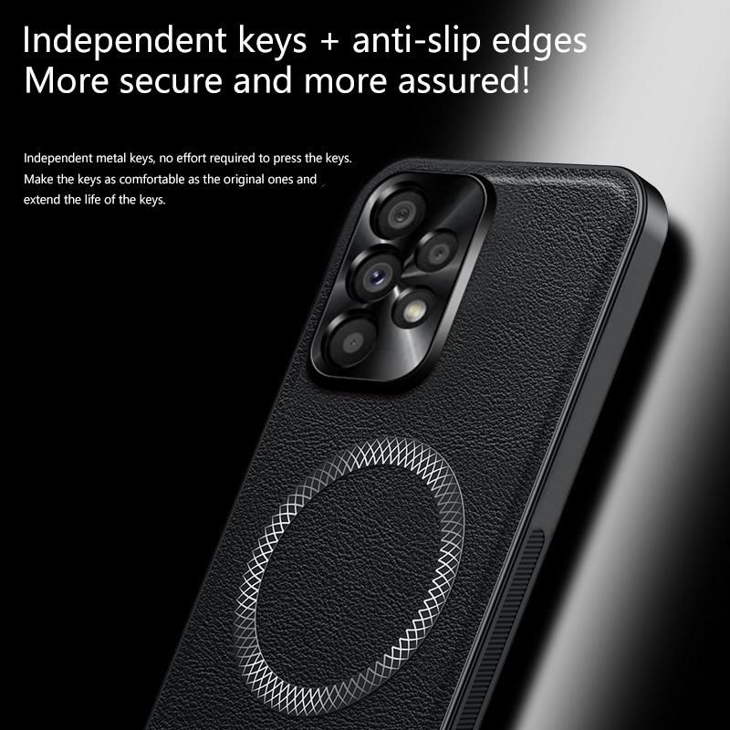 For Samsung Galaxy A53 5G Case Magnetic Elegant Leather Wear-Resistant Lens Fully Covered Non-Slip Grip Edge Cover Shell