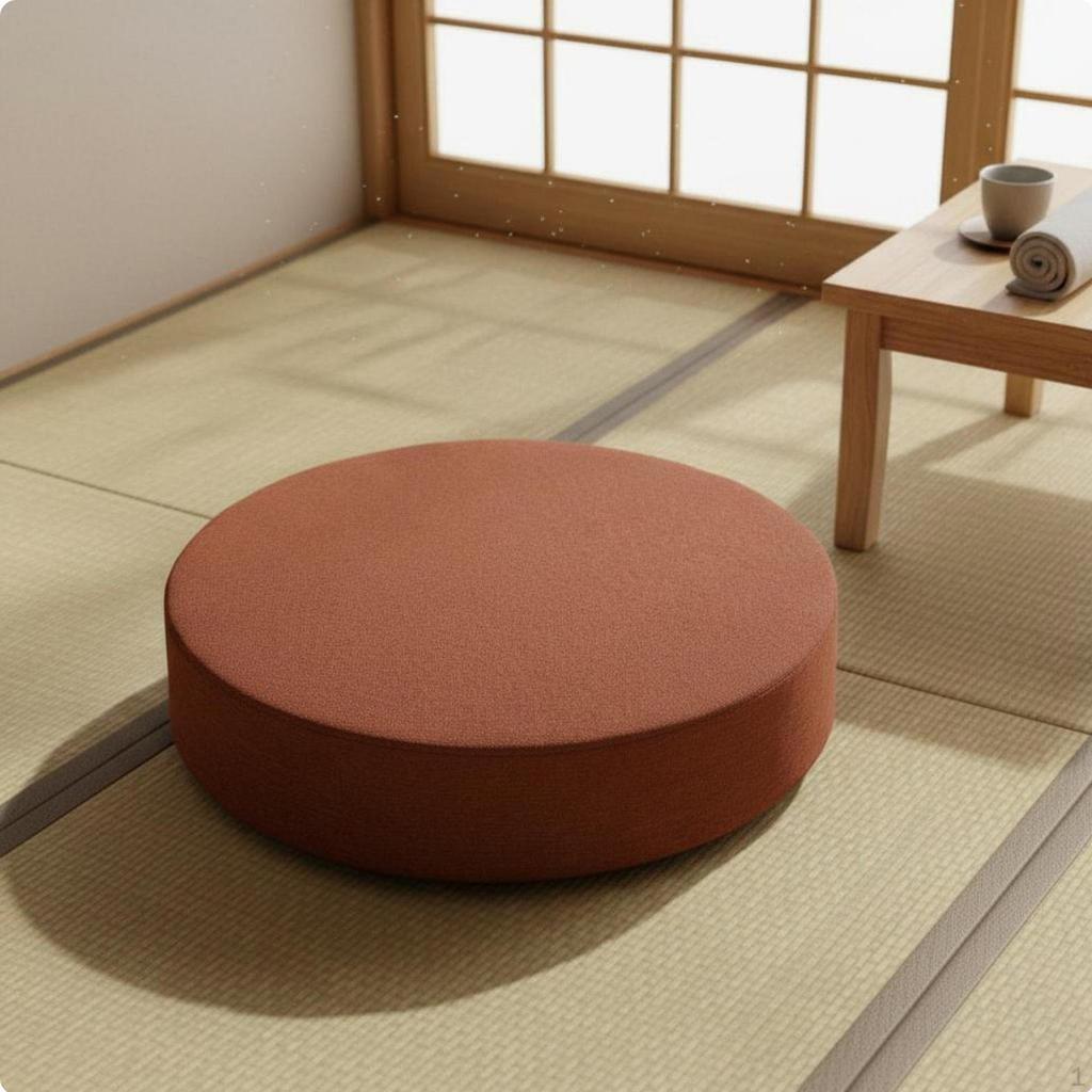 Japanese Tatami Cushion Removable Washable Cover Round Meditation Breathable Linen Textile