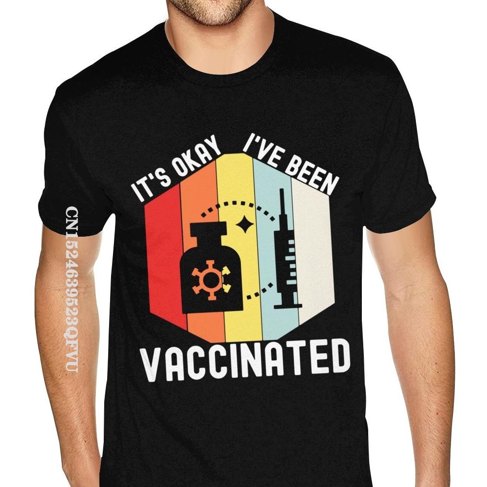 Top Vaccinated Vaccine Pro Vaccination Immunization Tee Shirts T-Shirt Men Men Plus Size Black Tees Shirt