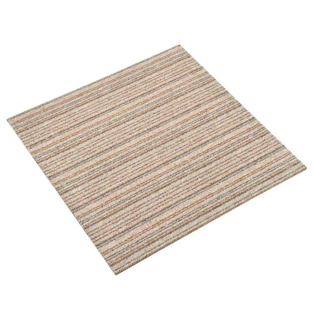 Carpet Tiles 20 pcs Striped Beige 50 x 50 cm 100percent Polypropylene