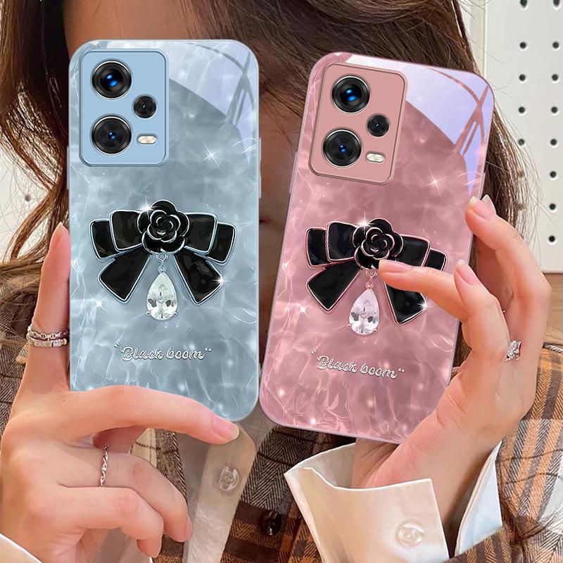 High-grade Bow Tie For Xiaomi 14 Ultra 13 Lite Redmi Note 13 11 Pro 12 Plus Poco X6 3 Pro F4 6 GT Tempered Phone Case