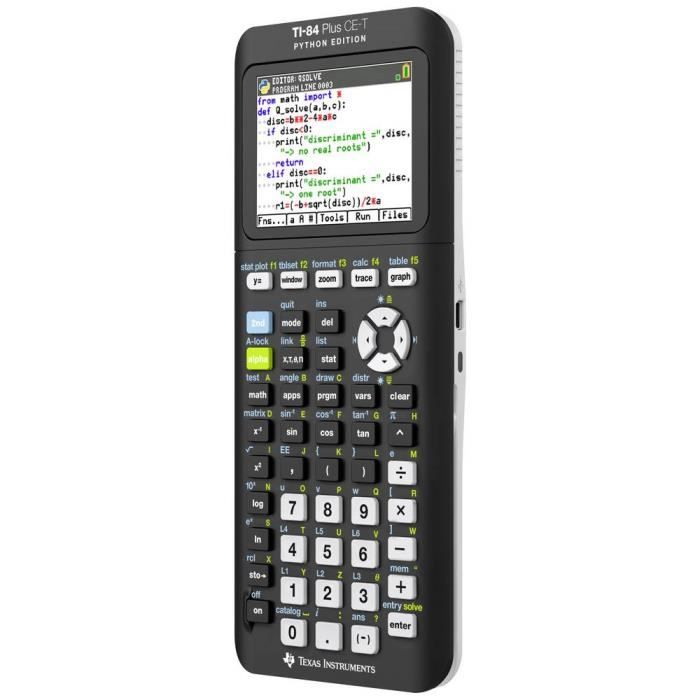 Texas Instruments TI-84 Plus CE-T Python Edition Calculatrice Graphique Noir,argent Ecran: 16 À Batterie (l X H X P) 85