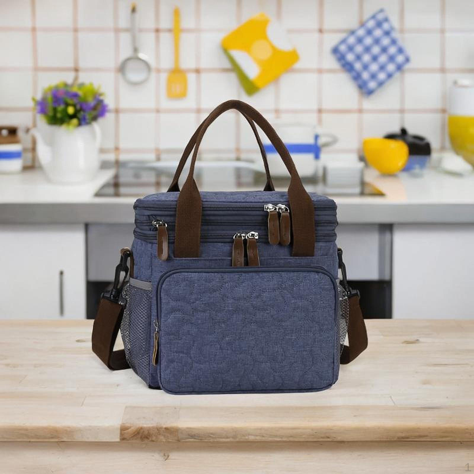 

Insulated Cooler Bag Cold Food Thermal Lunch Box Tote for Beach темно-синього кольору