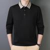High-end long-sleeved t-shirt men's middle-aged and elderly father's polo shirt autumn and winter velvet warm loose large-size top