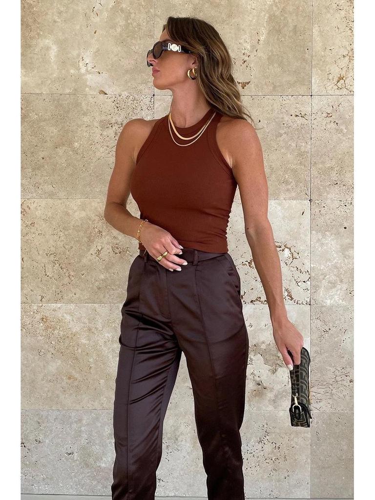 2024 Europäischer und Amerikanischer Rundhals Ärmellos Slim Kurze Weste - Sexy, Modisch, Alleskönner