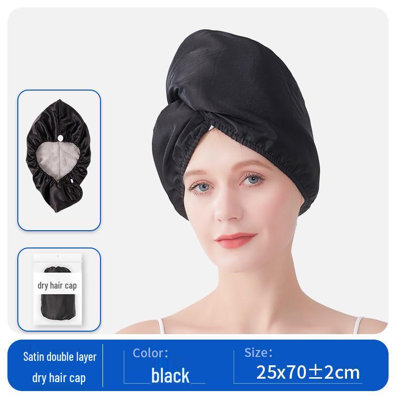 

Coral Fleece Double-Layer Satin Shower Cap & Super Absorbent Hair Drying Towel for Women 25x70 cm