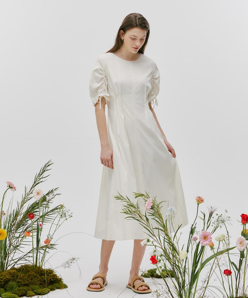 Ost Kaka Ring Shirred Dress Ivory