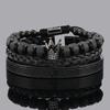 Set di Lusso Ciondoli Corona Bracciale Uomo Acciaio Inossidabile Romano Braccialetti Donna Gioielli per le Mani Regalo di San Valentino