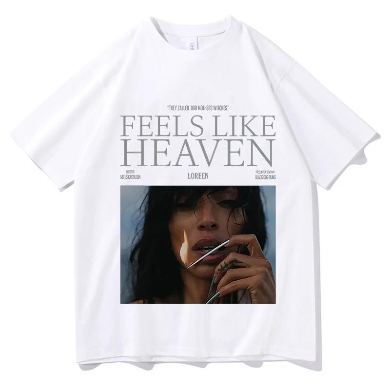 

Loreen Feels Like Heaven Tshirts Male Short Sleeve Cotton Summer T-shirt Unisex Streetwear Casual Graphic Print Merch Top Tees S чёрный