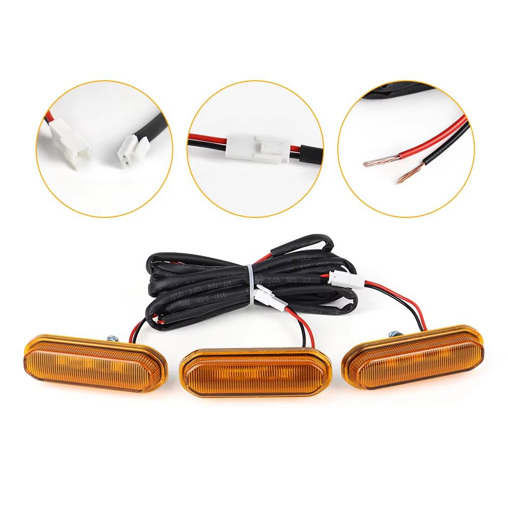 3Pcs Smoke/Yellow Front LED Grill Lights for Ford Bronco Sport 2025-2025 Amber Lighting Grille Lamps Kit with Wiring Harness