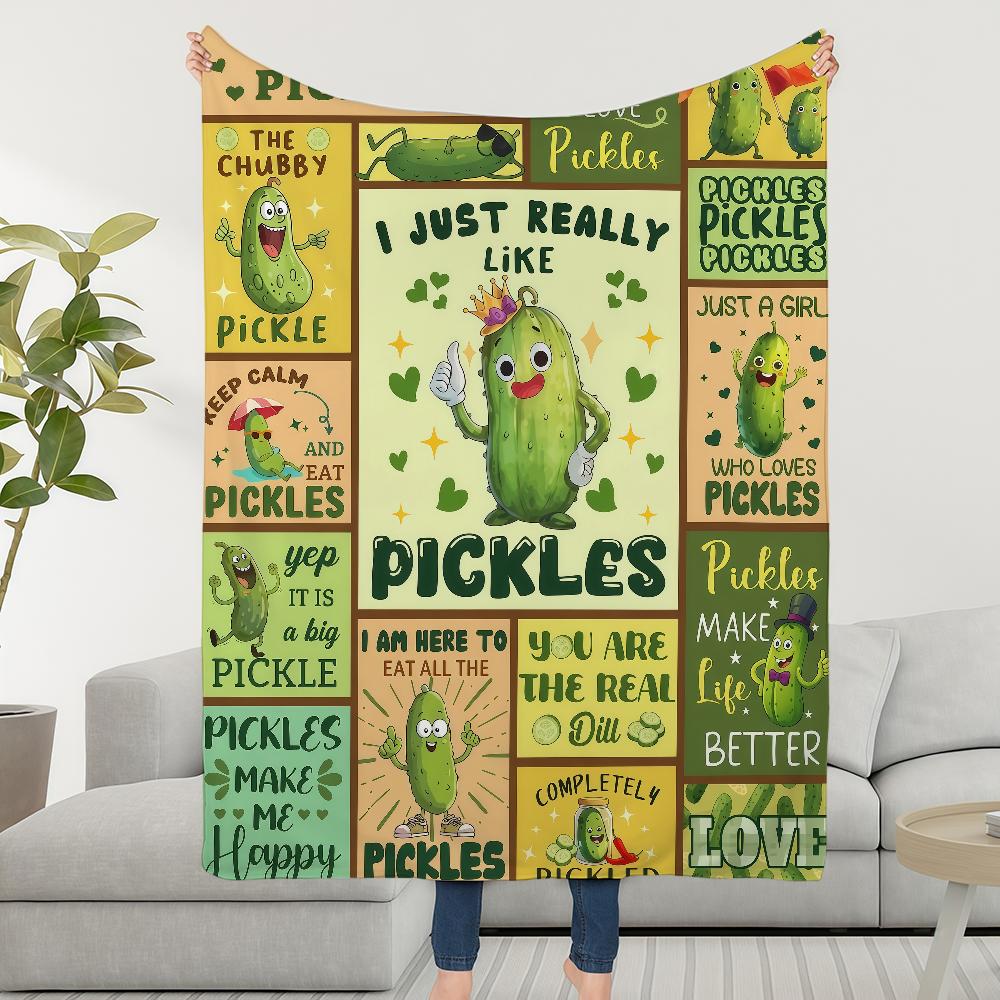 Blanket Funny Cucumbers Throw Super Cosy Plush Living Room Sofa Couch Childish Pickled Birthday Gifts 75cmx90cm