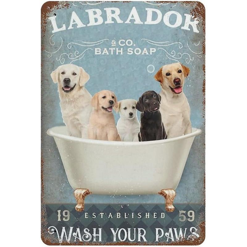 

Retro Metal Tin Signs Cat Dog Bath Soap Wash Your Paw Bubble Posters Vintage Toilet Cave Bar Home Bathroom Wall Decoration Signs 20X30CM