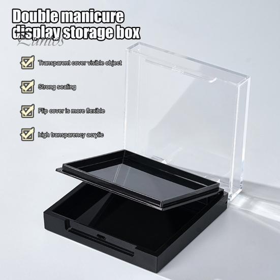Acrylic Double Layer Empty Press On Nails Packaging Box Transparent Lid Nail Display Box Nail Tips Storage Case for Home Portable Nail Art Organizer