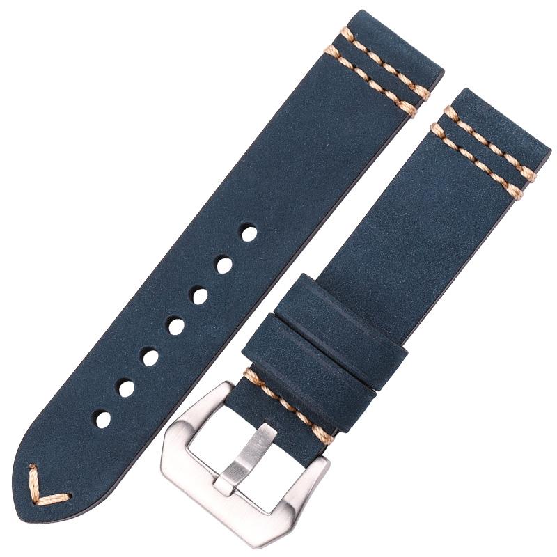 

Watchbands Genuine Leather Watch Band Strap 20mm 22mm 24mm Black Brown Blue Yellow Women Men Cowhide Bracelet Accessories 24mm