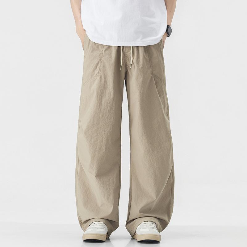 American Trendy Brand Paratrooper Pants Style Elastic Waist Casual Pants Men's Trend Loose Straight Wide Legs Drape Long Pants