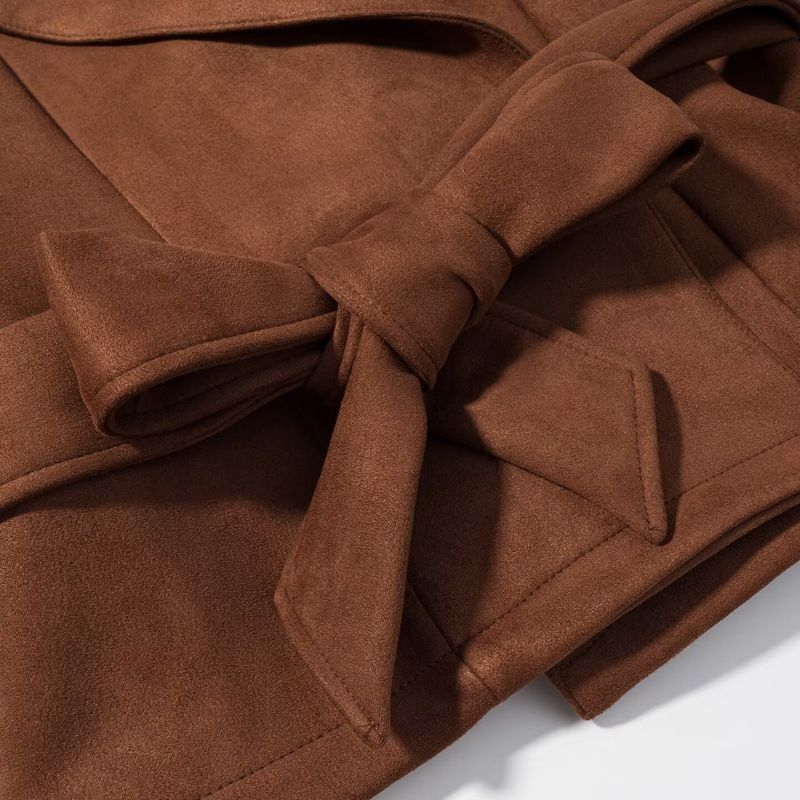 Za New Fall Women's Clothing 2025 Fashion Wind Stylish Fashion Tailored Collar Suede Double Breasted Outwear