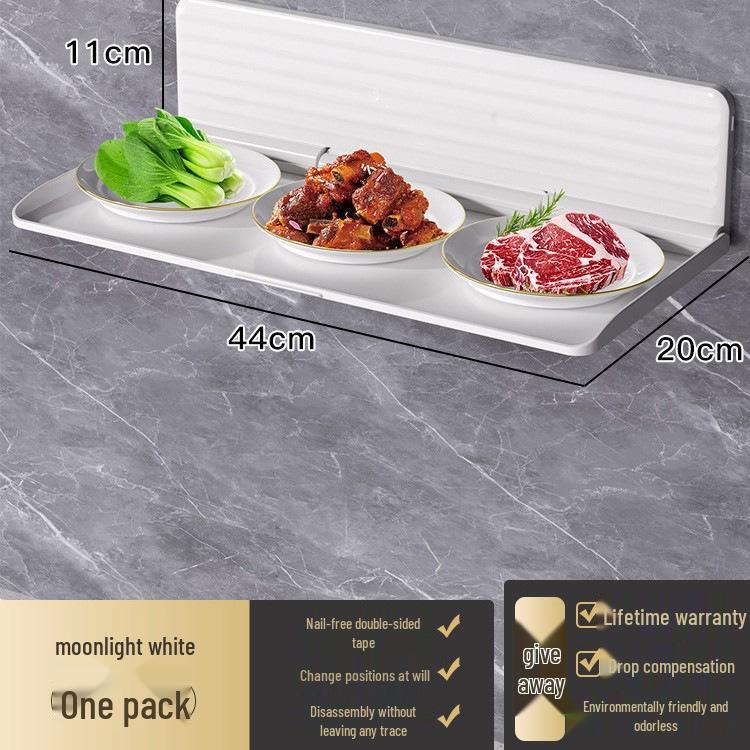 Extendable Wall-Mounted Plastic Dish Rack: Folding Kitchen Prep and Plate Storage Solution