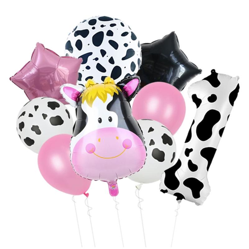 

Temu Cow 40-Inch Digital Aluminum Film Balloon Set Black And White Farm Theme Birthday Decoration Balloon Cow Digital Set 1