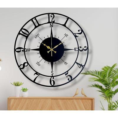 Metall Wanduhr für Zuhause und Flur, Wohnzimmer, Schlafzimmer, Büro, Antike Große Größe Moderne Wanduhr für Heimdekoration ( 50 cm) Matt Schwarz,Analog