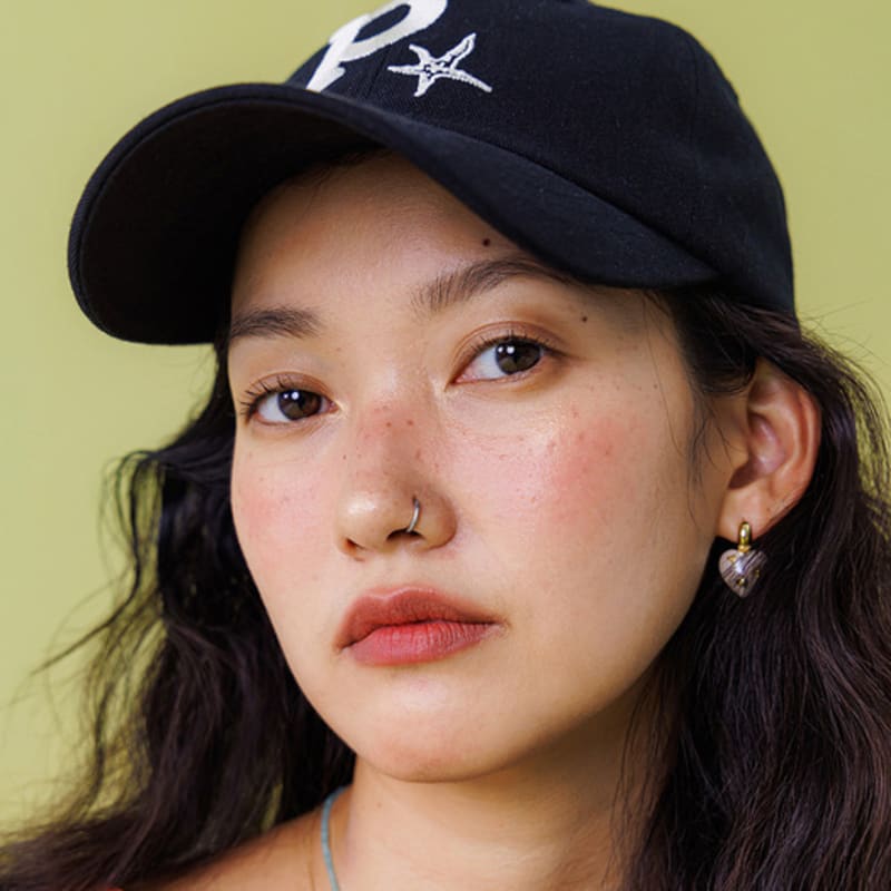 

PSUCHE WASHED LOGO BALL CAP_ BLACK F