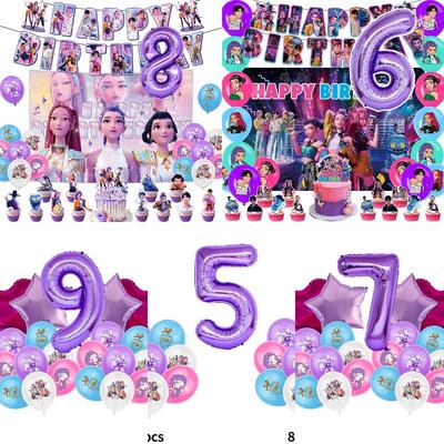 Kpop Lovci démonov Párty balóny K-pop Huntrix Párty balónové pozadie Kpop Lovec bojovník Potreby na narodeninovú párty