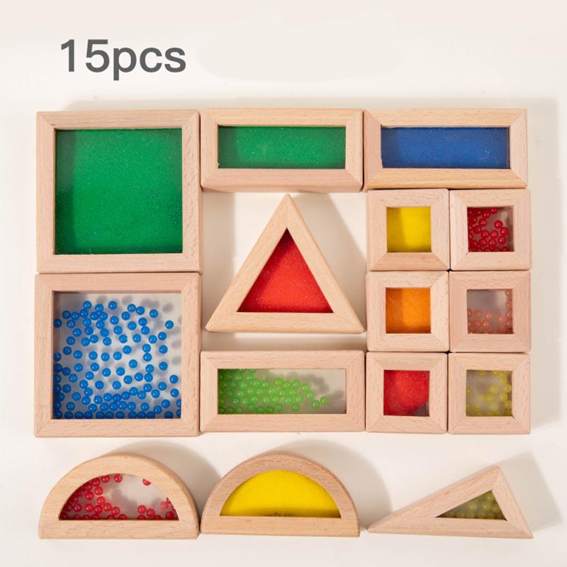Sensorisches Holzbaustein-Set Acryl Regenbogen Bau-Spielzeug Geeignet Für Kinder-STEM-Lernen Geschenk Regenbogen Stapelbaustein-Spiel