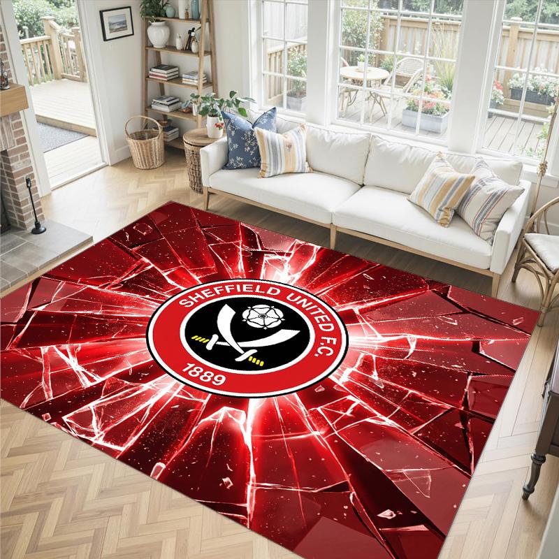 Sheffield United Football Design Crystal Velvet Carpet Cozy Non?Slip Printed Rug For Bedroom Living Room Entrance