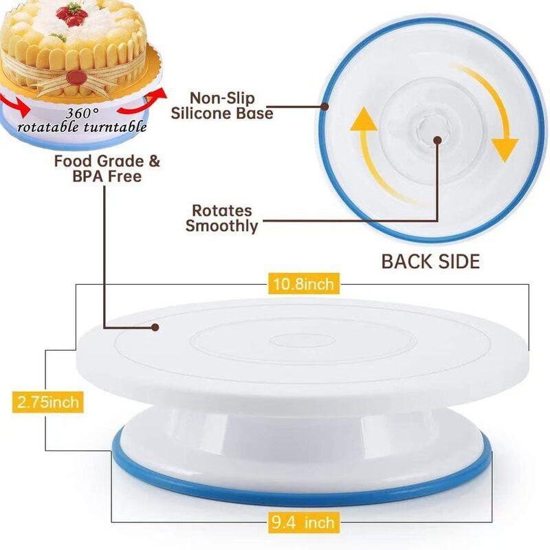 122-Piece Cake Decorating Kit With Rotating Turntable TPU Piping Bags Stainless Steel Tips Fondant Molds