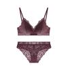 French rimless bra set lace 1011 autumn sexy underwear women's triangle cup gather small breasts