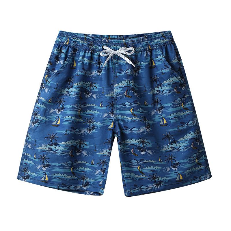 Men s summer casual beach vacation straight-leg shorts - breathable and quick-drying beach pants S