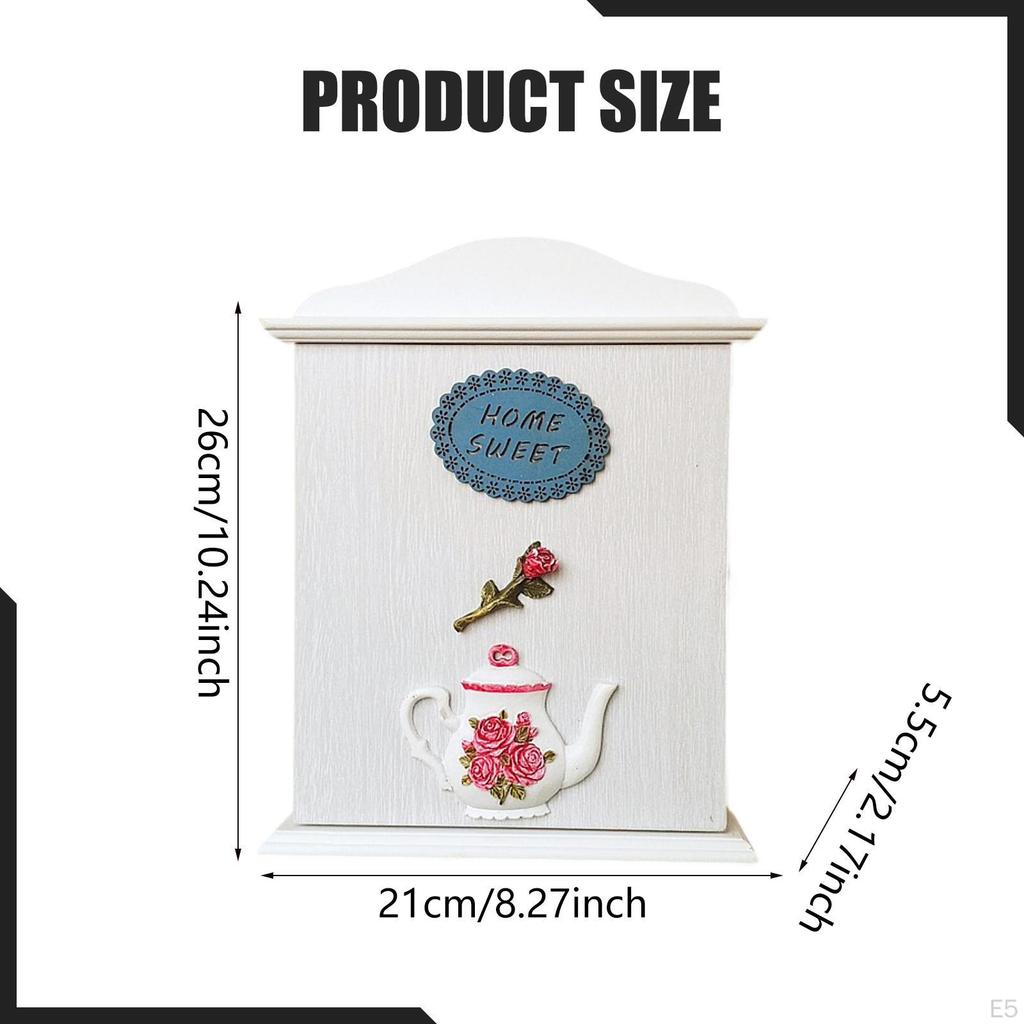 Key Cabinet Wall Mounted Storage Rustic Wooden Box for Doorway Office Living Room Decor