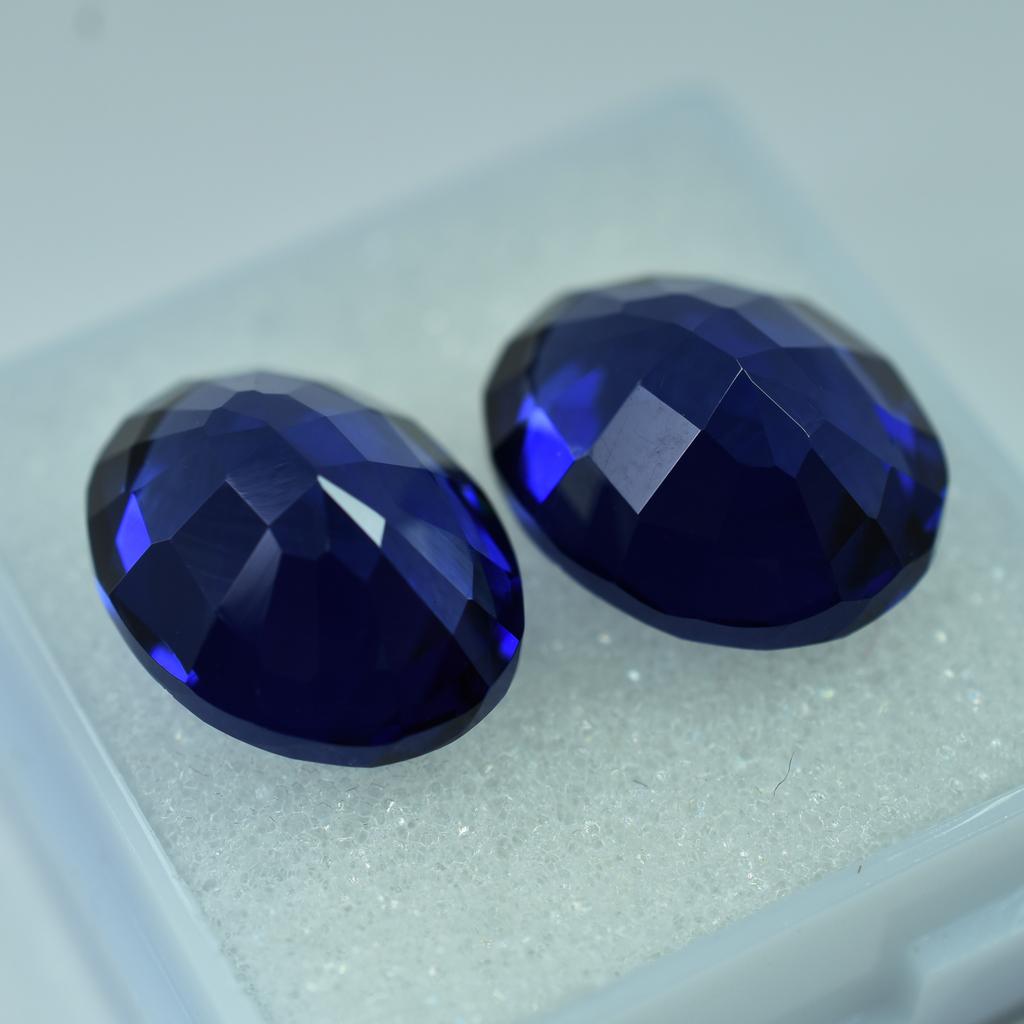 18.60 Ct Natural Blue Sapphire Certified Pair Gemstones Oval Cut Making Jewelry