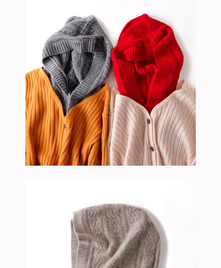 Women's Cable Knit Cashmere Hooded Scarf Hat – European, American, Japanese, and Korean Style