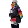 Dopamine Rainbow Mohair Scarf for Women, Korean Style Winter Warm Tassel Premium Student Large Neck Warmer, Thickened New Style