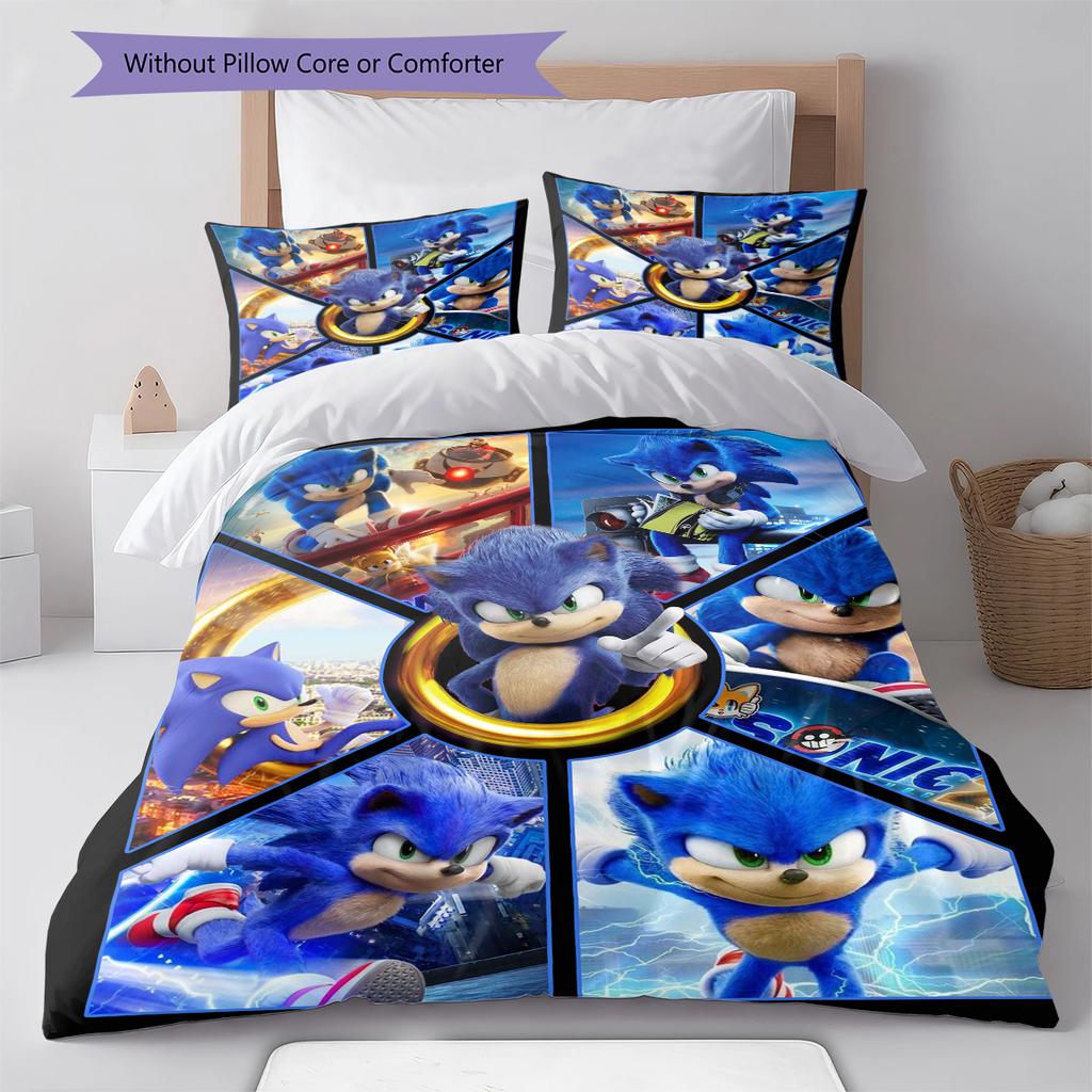 Flashy Hedgehog Pattern Bedding Quilt Set Quilt Cover Pillowcase Home Decoration Gift (1 * duvet cover + 2 * pillowcase, without core)