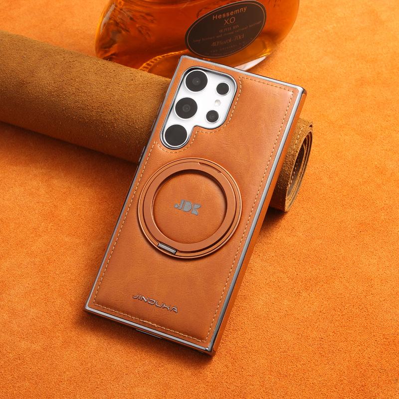 360 Rotating Samsung S23Ultra Mobile Phone Case For Galaxy24Plus Magnetic Bracket Simple 24U Leather Case