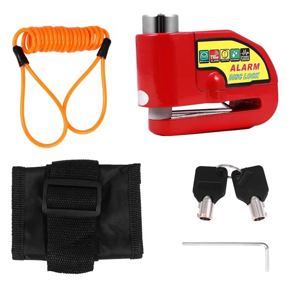 Motorcycle Alarm Disc Brake Lock, Anti-theft Safety Wheel Disc Lock Waterproof Alarm Cable Key for Motorcycle Bike